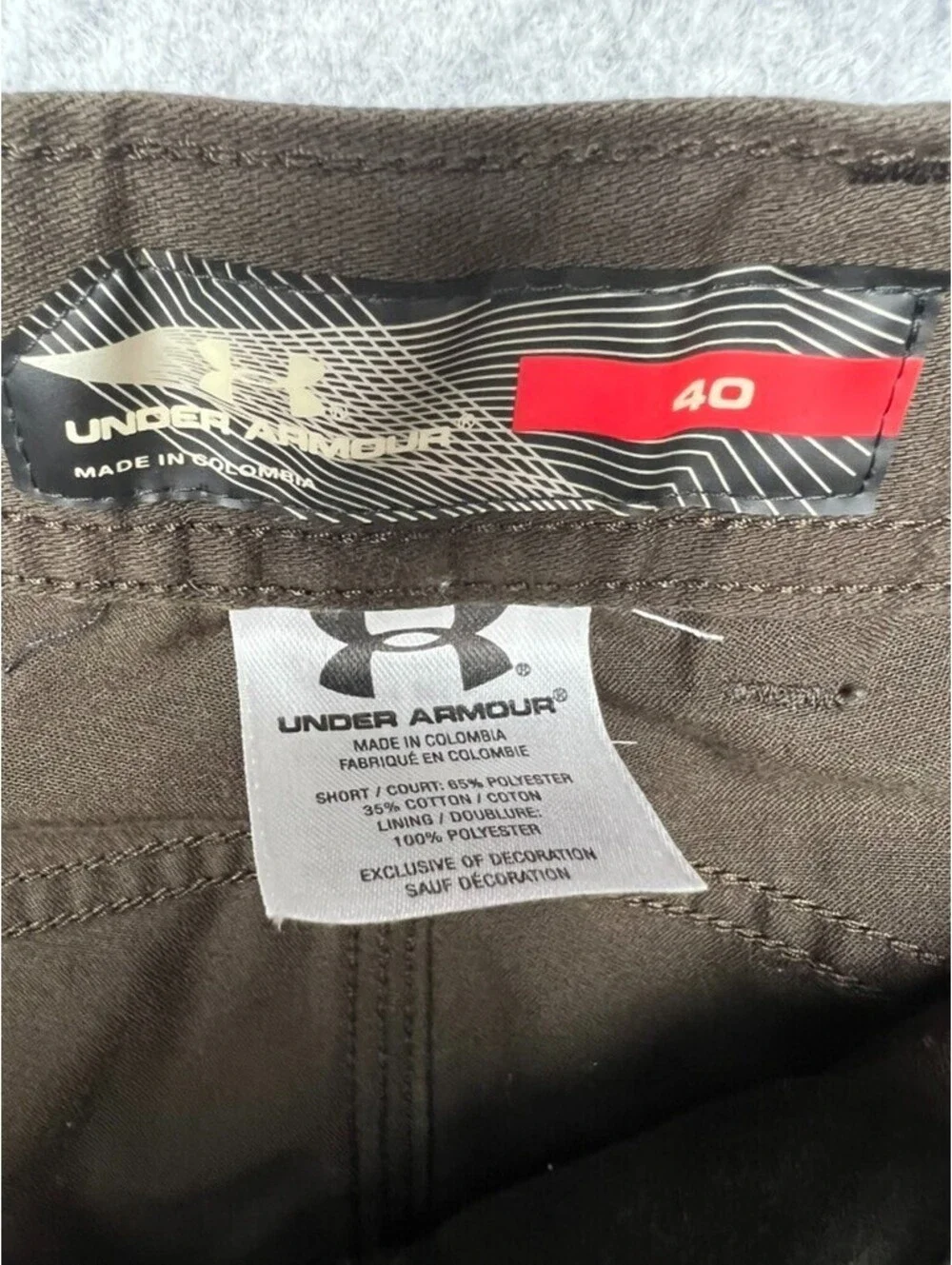 Under Armour Brown Cargo Shorts Mens 40 Gorpcore Utility Hiking Golf Chino Work